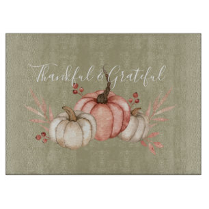 Pretty Watercolor Pumpkins on Sage Cutting Board