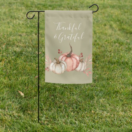 Pretty Watercolor Pumpkins on Sage   Garden Flag