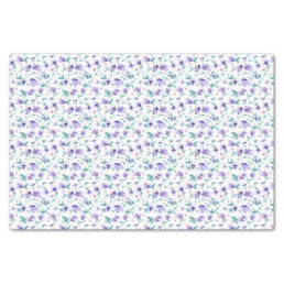 Pretty Watercolor Purple Ditsy Floral Pattern Tissue Paper