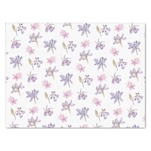 Pretty Watercolor Purple Wildflower Baby Shower Tissue Paper