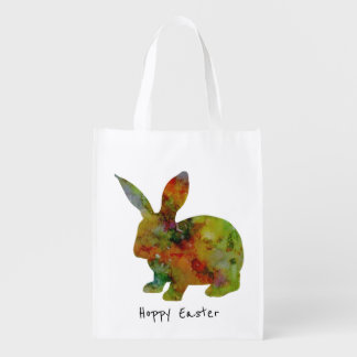 Pretty Watercolor Rabbit, Hoppy Easter Grocery Bag