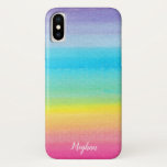 Pretty Watercolor Rainbow and Name iPhone X Case<br><div class="desc">This stylish,  colorful iPhone case features a hand-painted watercolor rainbow design and text template for personalization.</div>