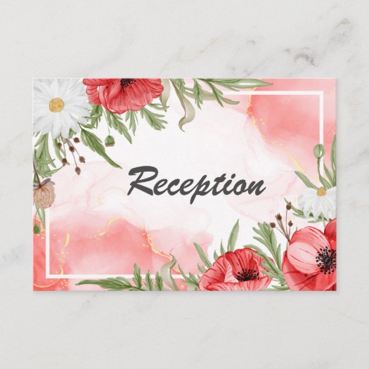 Pretty Watercolor Red Poppies Floral Wedding
