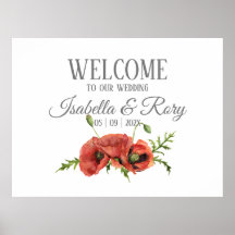 Pretty Watercolor Red Poppies Wedding Welcome