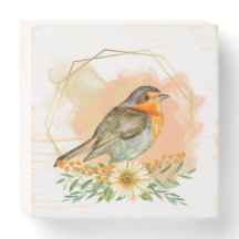 Pretty Watercolor Robin and Wildflowers Tabletop