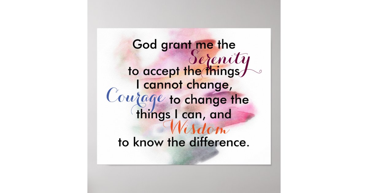 pretty watercolor serenity prayer poster quote zazzlecom