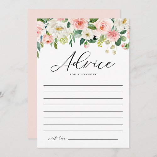 Pretty Watercolor Spring Flowers Baby Shower Advice Card