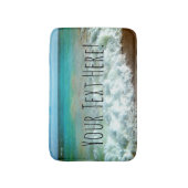 Pretty Watercolor Style Beach Ocean Turquoise Bath Mat (Front Vertical)