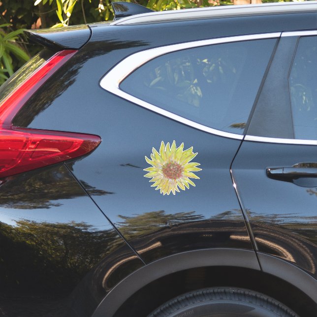 Pretty Watercolor Sunflower Art Sticker (Car Back)