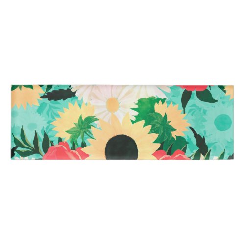 Pretty watercolor Sunflower Daisies  Poppy Flower Name Tag
