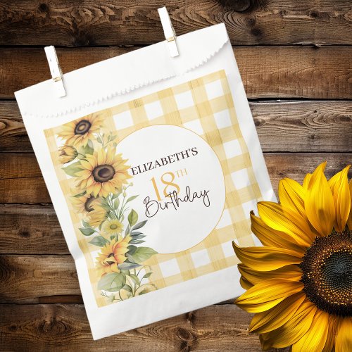 Pretty Watercolor Sunflowers 18th Birthday Favor Bag