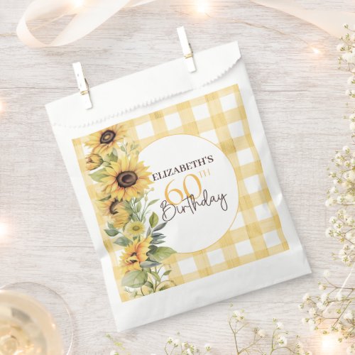 Pretty Watercolor Sunflowers 60th Birthday Favor Bag