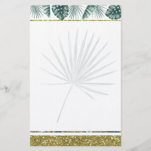 Pretty watercolor tropical leaves stationery