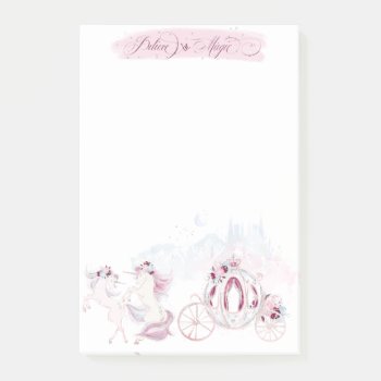 Pretty Watercolor Unicorn Pink & Silver Accents Post-it Notes by steelmoment at Zazzle