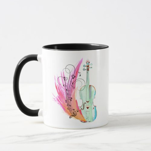 Pretty Watercolor Violin Coffee Mug