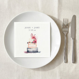 Pretty watercolor wedding cake napkins