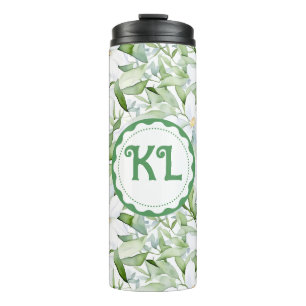 Pretty Watercolor White Flowers Personalized Thermal Tumbler