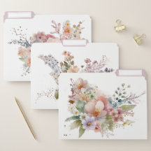 Pretty Watercolor Wild Flowers File Folder Set