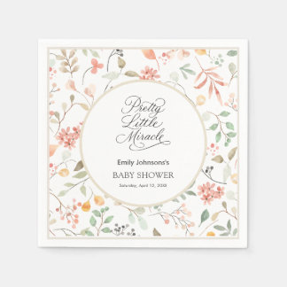 Pretty Watercolor Wildflower Baby Shower  Napkins