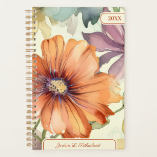 Pretty Watercolor Wildflower Personalized Logo Planner