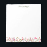 Pretty Watercolor Wildflowers Border Personalized Notepad<br><div class="desc">Beautiful watercolor border of delicate florals,  personalized with your name.</div>