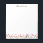 Pretty Watercolor Wildflowers Border Personalized Notepad<br><div class="desc">Beautiful watercolor border of delicate florals,  personalized with your name.</div>