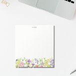 Pretty Watercolor Wildflowers Custom Notepad<br><div class="desc">A pretty notepad design with watercolor wildflowers at the bottom in pink,  purple,  yellow and green and in gray typography at the top is 'Notes' which can be changed to text of your choice using the Personalize option available.</div>