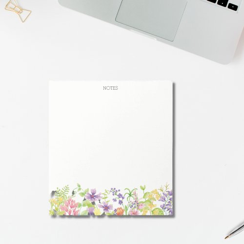 Pretty Watercolor Wildflowers Custom Notepad