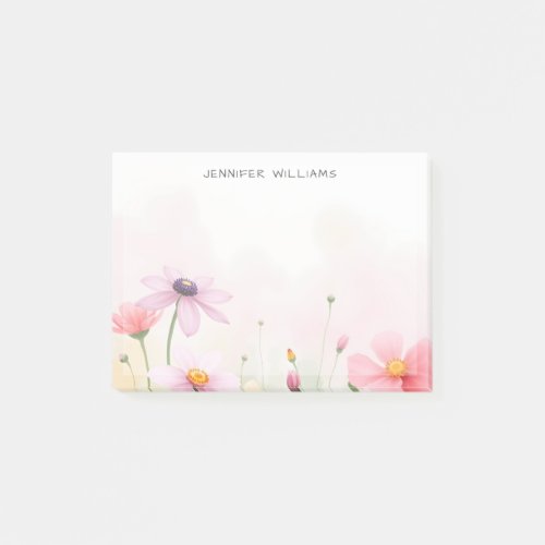 Pretty  Watercolor Wildflowers Meadow Post-it Notes
