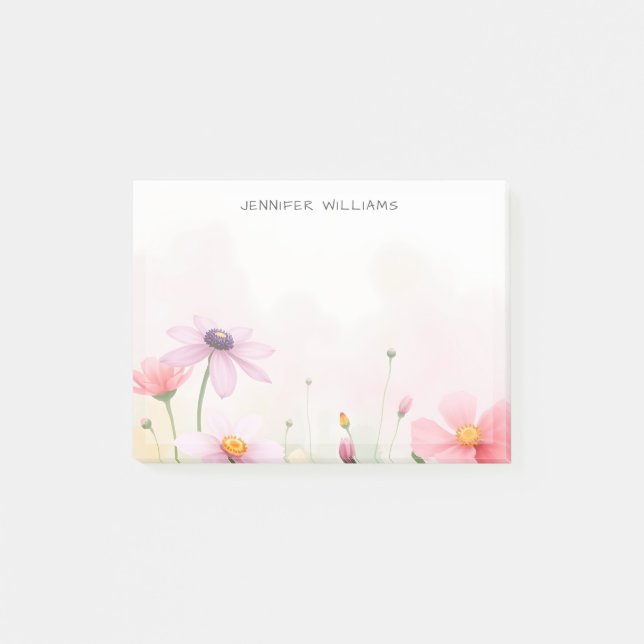 Pretty  Watercolor Wildflowers Meadow Post-it Notes (Front)