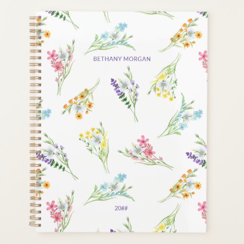 Pretty Watercolor Wildflowers Personalized Planner