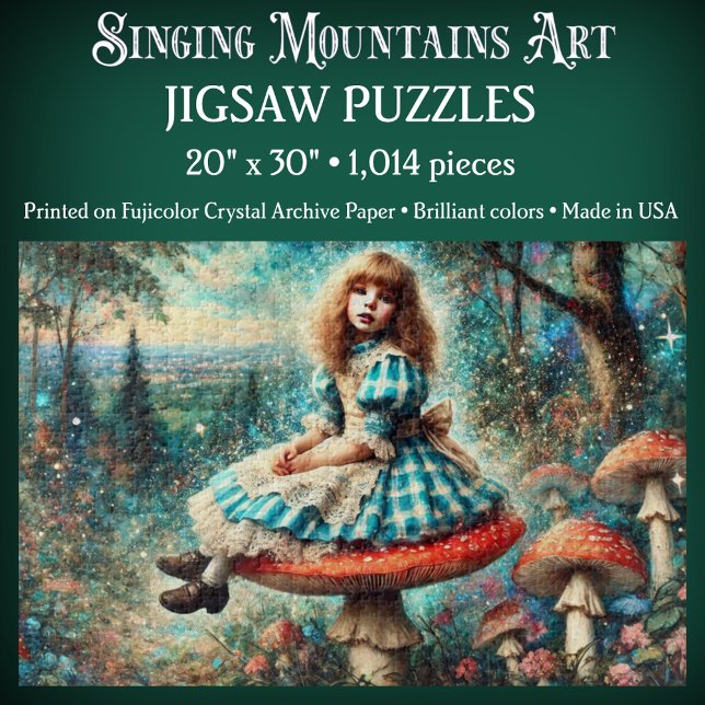 Pretty Watercolor Wonderland Alice On Mushroom Jigsaw Puzzle (Creator Uploaded)