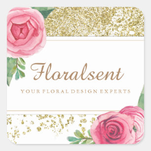 Pretty Watercolour Roses and Gold Glitter Stickers