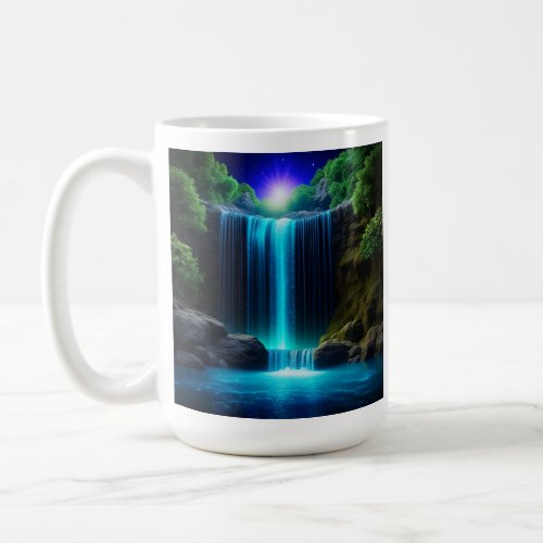Pretty Waterfall at Night Mystical Personalized Coffee Mug