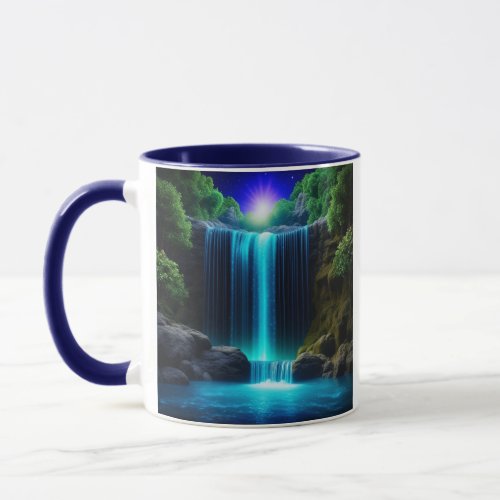 Pretty Waterfall at Night Mystical Personalized Mug
