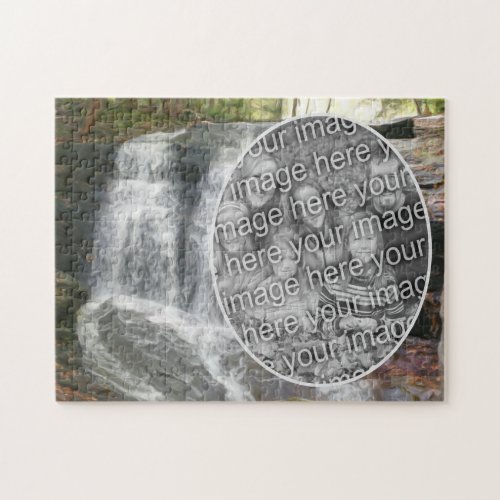 Pretty Waterfall Oil Painting Add Your Photo Jigsaw Puzzle