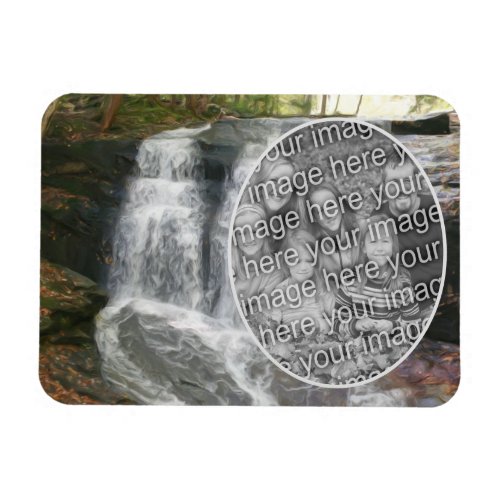 Pretty Waterfall Oil Painting Add Your Photo Magnet