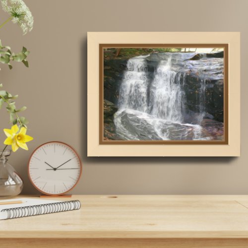 Pretty Waterfall Oil Photo Painting Framed Art