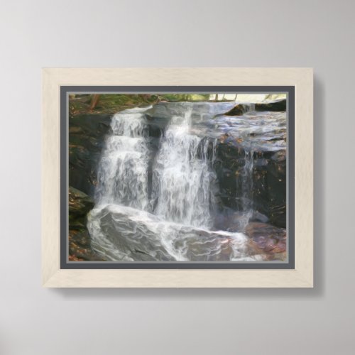 Pretty Waterfall Oil Photo Painting Framed Art