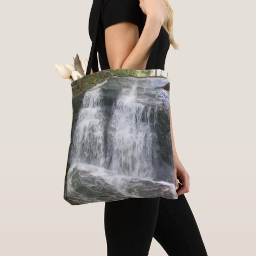 Pretty Waterfall Oil Photo Painting  Tote Bag
