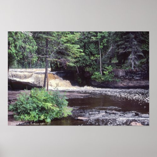 Pretty Waterfall Wabash River in Indiana 1981 Poster