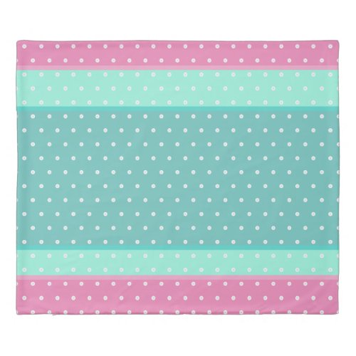 Pretty watermelon pink and teal mint with spots duvet cover