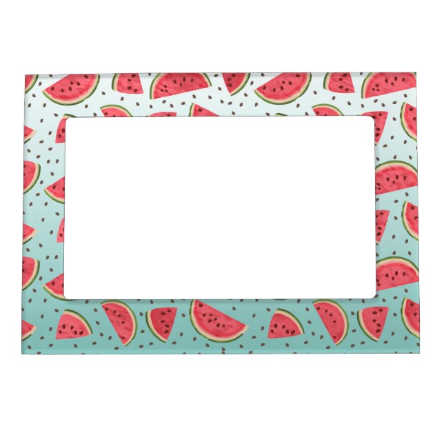 Pretty watermelon slices and seeds pattern magnetic photo frame (Front)