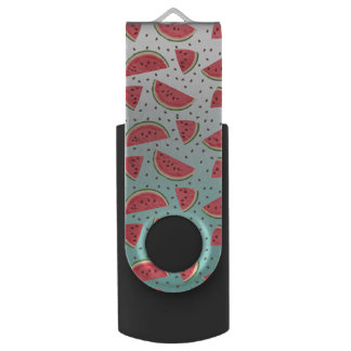 Pretty watermelon slices and seeds pattern USB flash drive
