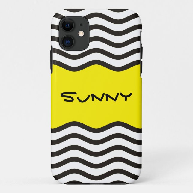 Pretty Waves black white + your backgr. & text Case-Mate iPhone Case (Back)