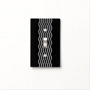 Pretty Waves silver + your backgr., text & ideas Light Switch Cover