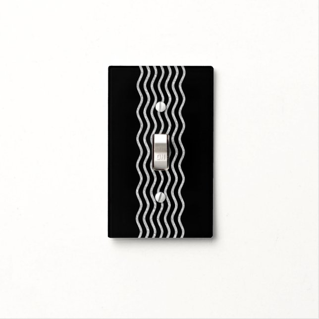 Pretty Waves silver + your backgr., text & ideas Light Switch Cover (In Situ)