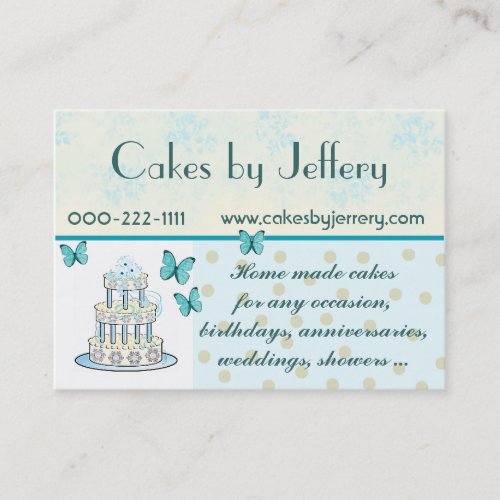 Pretty Wedding Cake Bakery Business Card
