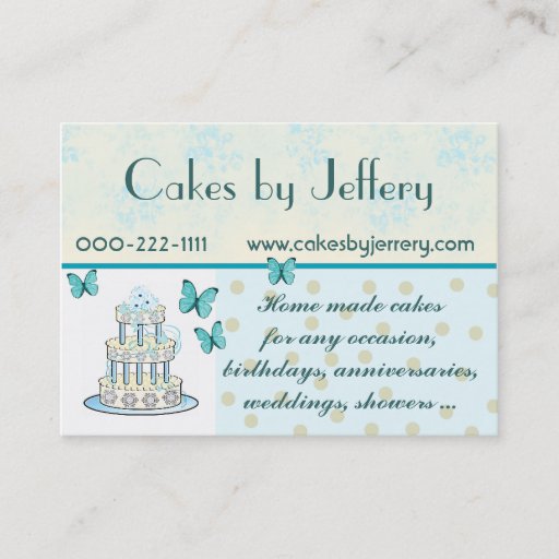 Customizable Pretty Wedding Cake Bakery Business Card
