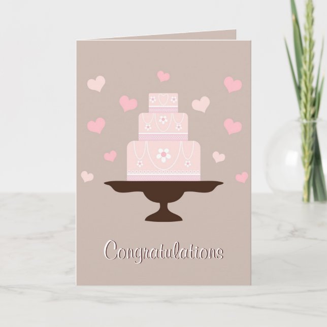 Pretty Wedding Cake Congratulations Card (Front)